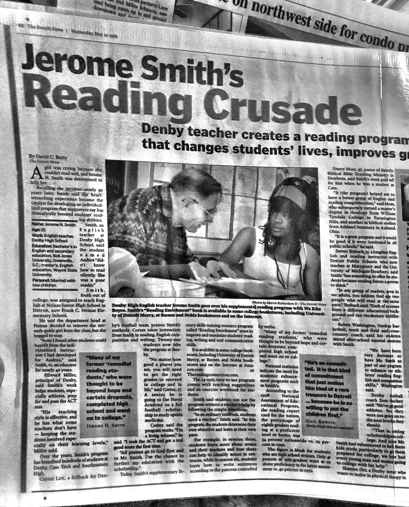 Page 6 of the feature — the full article, with a photo of Jerome Smith working with student Wa Kita Boyce.